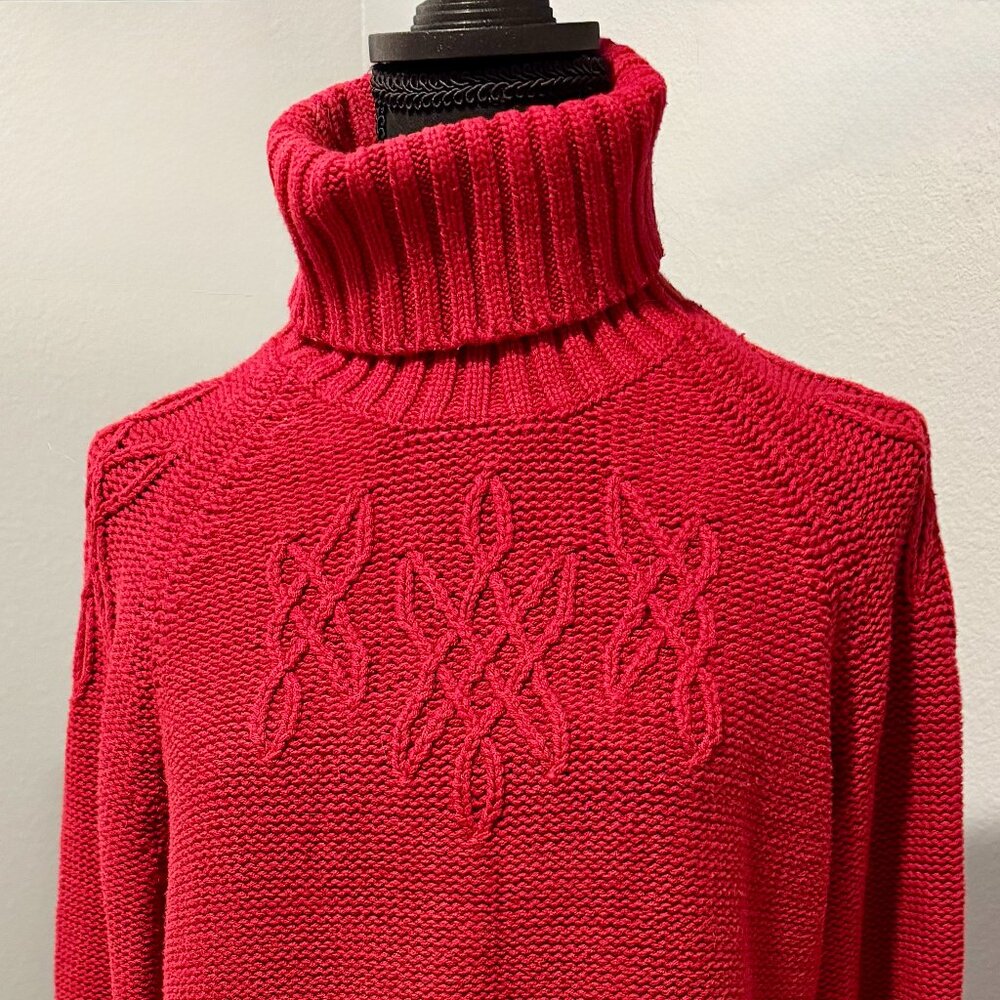 Red, long sleeve, turtleneck sweater in excellent condition